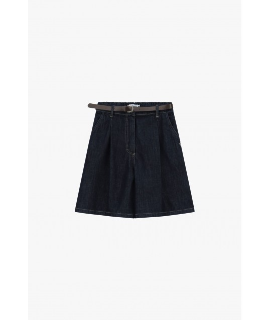 Short en denim à genoux avec ceinture SVP