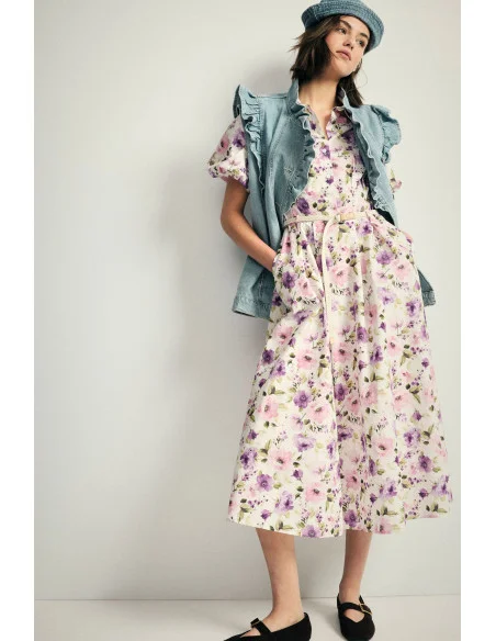 Robe longue à imprimé floral avec ceinture Please