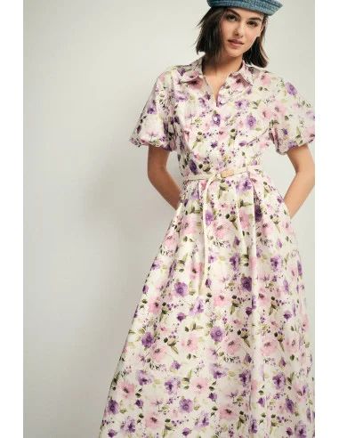 Vestito Lungo Con Stampa Floreale E Cintura Please