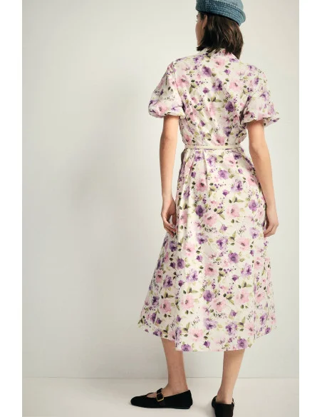 Vestito Lungo Con Stampa Floreale E Cintura Please