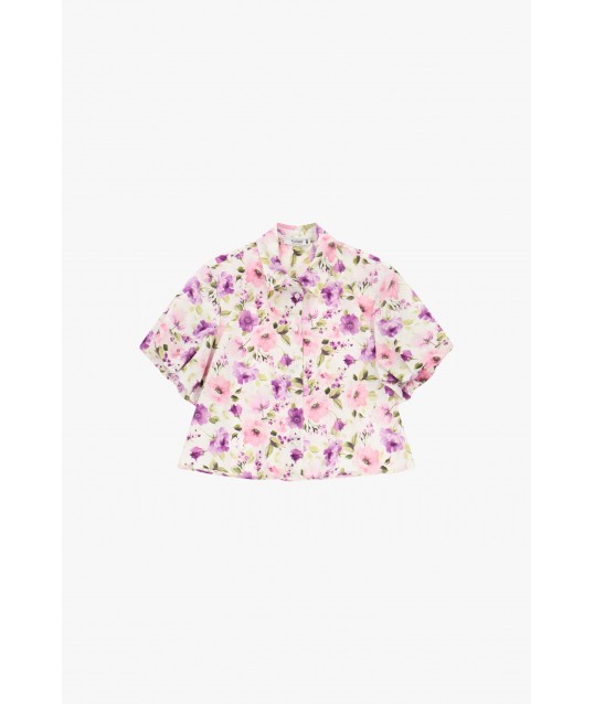 Chemise croisée à fleurs et manches courtes Please