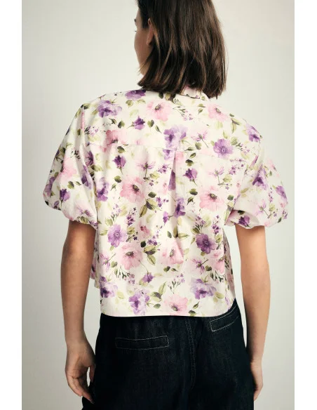 Camicia Cropped A Fiori Con Maniche Corte Please