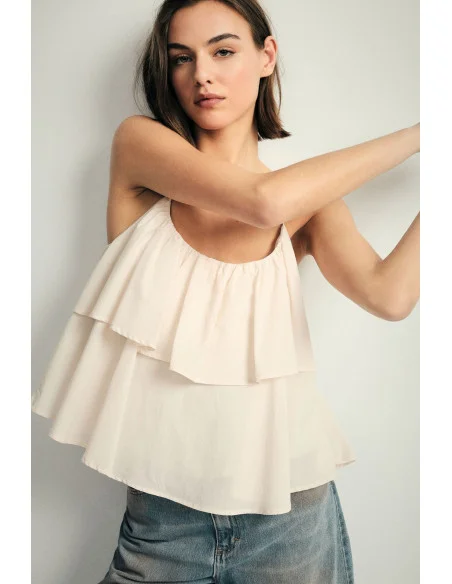 Top with Thin Straps and Double Ruffle Please