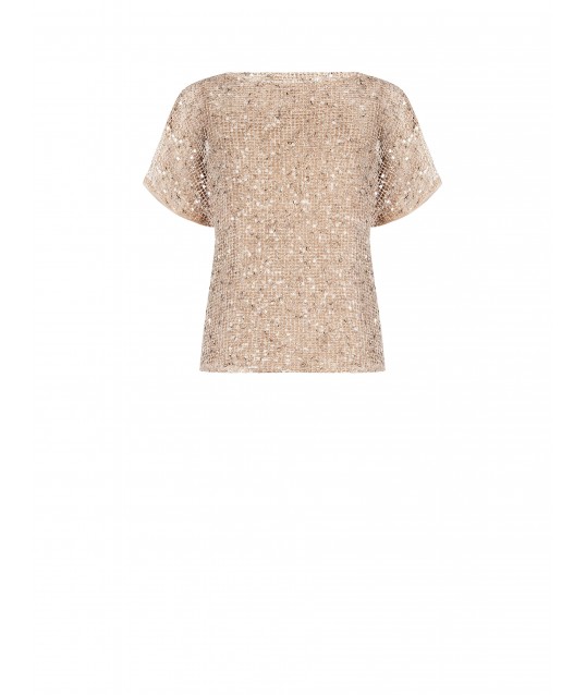 Blusa In Rete A Maglia Larga Trasparente Con Paillettes E Top Sotto Rinascimento