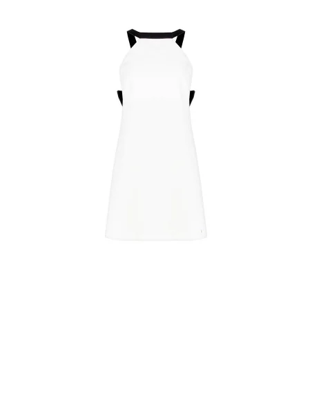 Robe courte bicolore en tissu technique avec nœud dans le dos Rinascimento