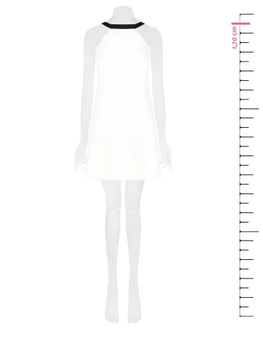 Short Two-Tone Technical Fabric Dress with Bow at the Back Rinascimento