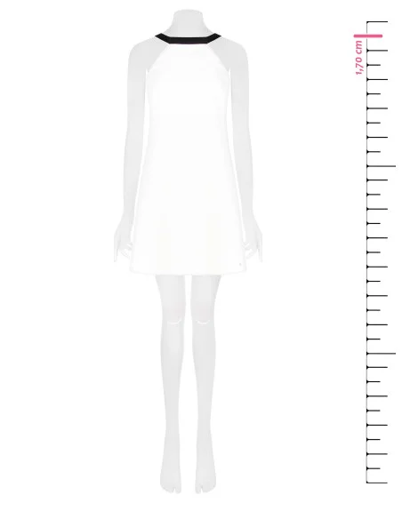 Short Two-Tone Technical Fabric Dress with Bow at the Back Rinascimento