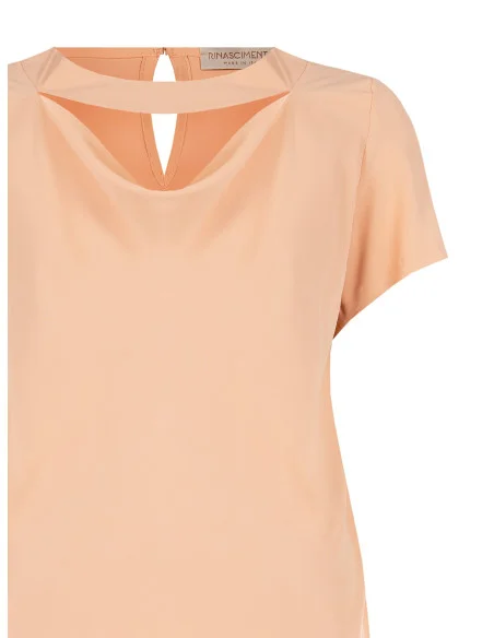 Curvy Fluid Matte Satin Blouse with Cut-Out Rinascimento Curvy