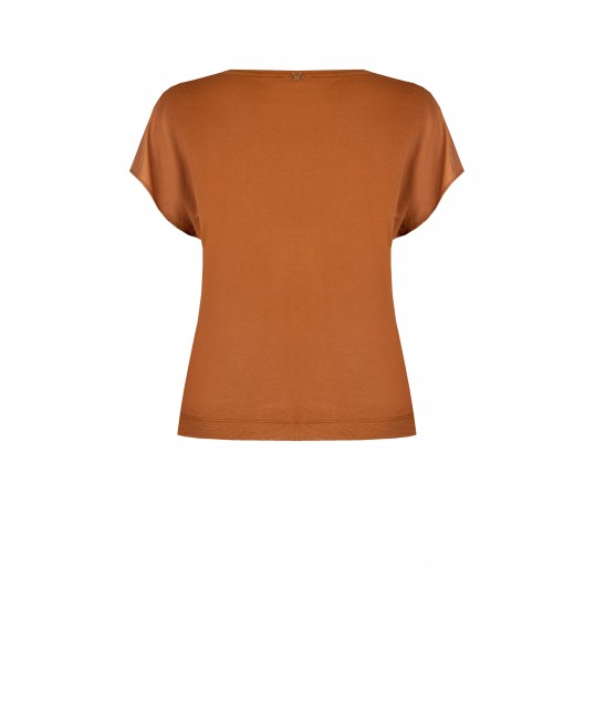 Rinascimento Curvy Slightly Wrinkled Effect Viscose Blend T-Shirt
