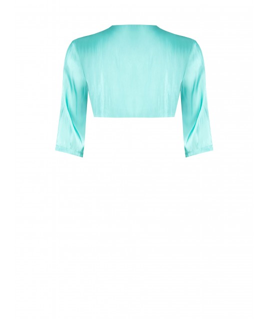 Satin Bolero Shawl With Flower And Rhinestone Rinascimento Curvy