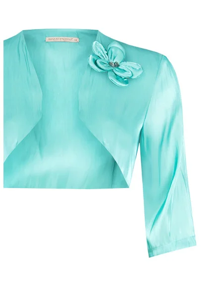Satin Bolero Shrug with Flower and Rhinestones Rinascimento Curvy