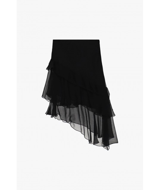 Dixie Double Layered Asymmetrical Flounced Skirt