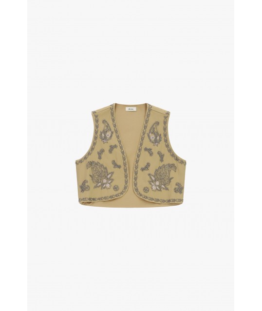 Gilet Corto Con Ricami Floreali Dixie