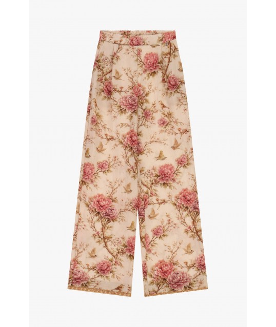 Pantaloni Palazzo Stampa Floreale A Gamba Larga Dixie