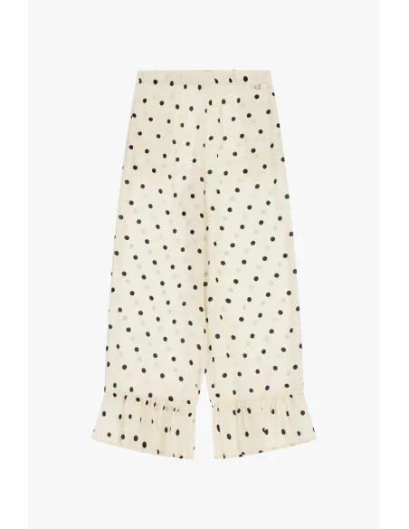 Pantaloni Cropped A Pois Con Volant Fondo Dixie