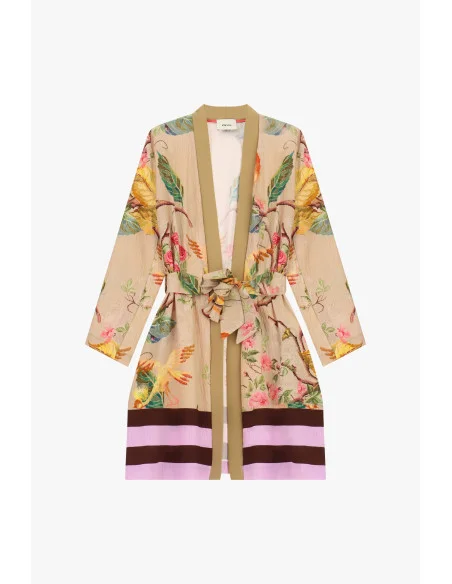 Floral Fantasy Duster Coat With Waist Belt Dixie