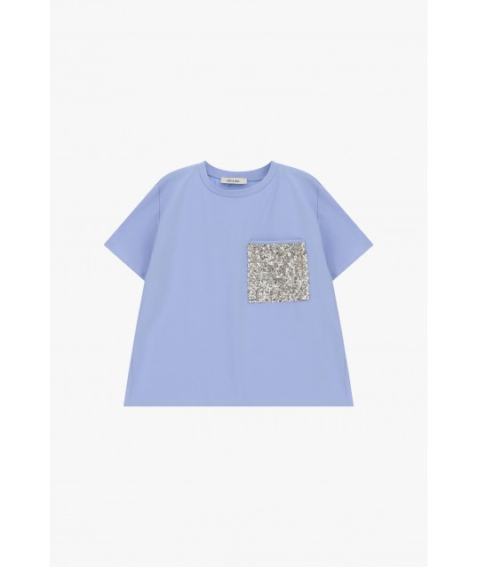 T-Shirt avec poche plaquée avec paillettes Dixie