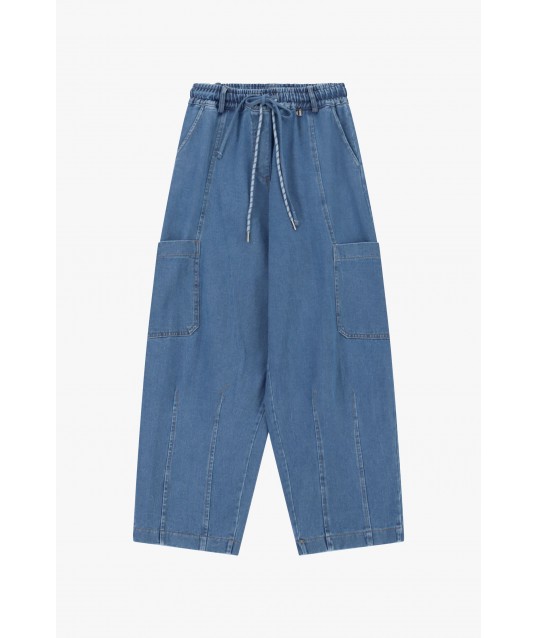Jeans Baloon avec poches plaquées et cordon de serrage Dixie