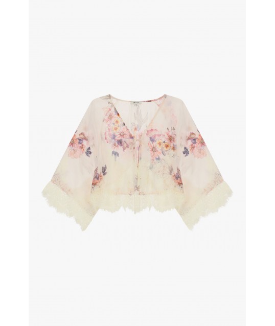 Chemisier ample à imprimé floral et bordé de dentelle Dixie