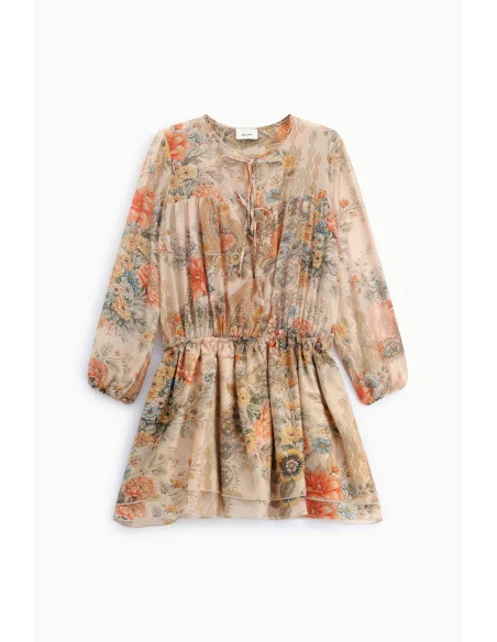 Robe courte à imprimé floral avec décolleté à liens Dixie