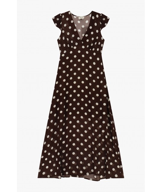 Long Polka Dot Dress With Ruffled Sleeves Dixie
