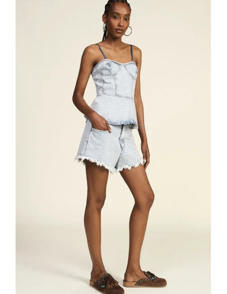 Shorts taille haute à ourlet effiloché Dixie
