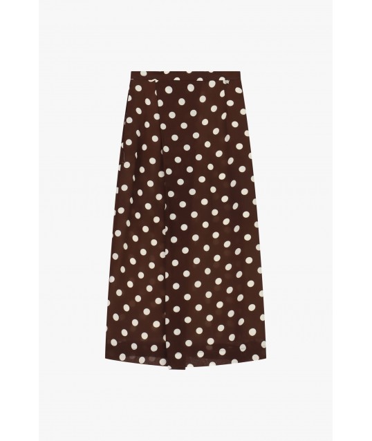 Dixie Straight A-line Polka Dot Midi Skirt
