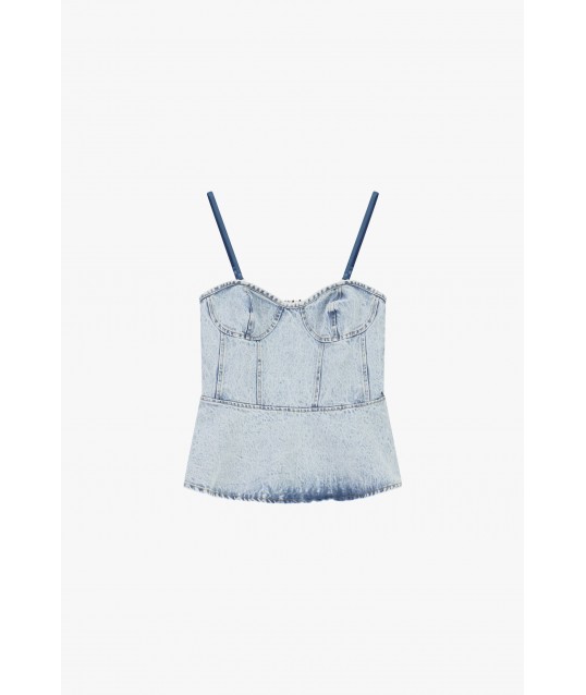 Denim Bustier Top With Thin Straps Dixie