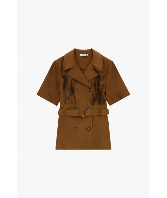 Giacca Camicia Doppiopetto Con Frange E Cintura Please