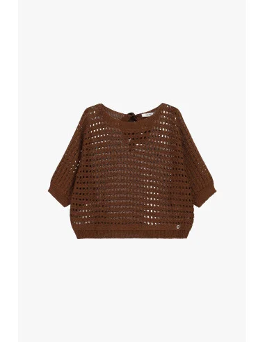 Loose Openwork Short-Sleeve Top Please