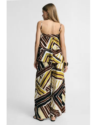 Pantalon palazzo large à motif géométrique Please