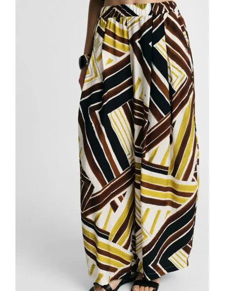 Pantaloni Palazzo Fantasia Geometrica Ampi Please