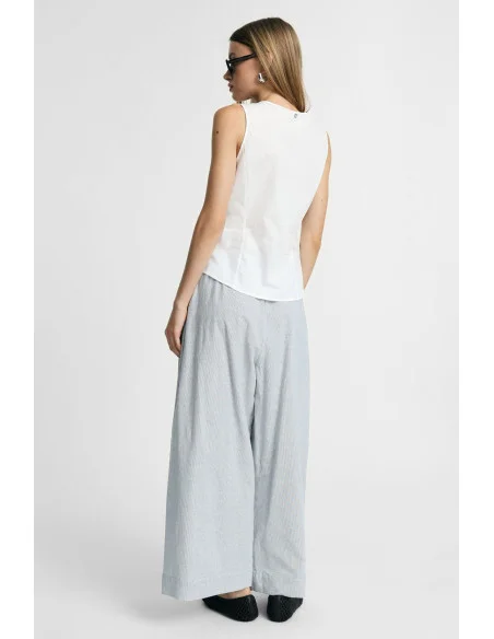 Wide Palazzo Trousers with Elasticated Waist and Drawstring Please