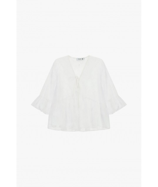 Blouse large avec manches à volants et nœud sur le devant Please