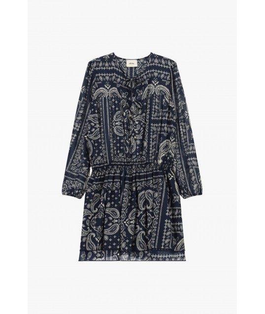 Robe courte à manches longues imprimée Paisley Dixie