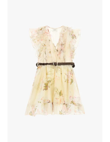 Robe courte avec imprimé floral et ceinture tressée Dixie