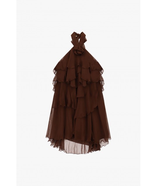 Short Dress With Flounces And All\X1aamerican Neckline Dixie