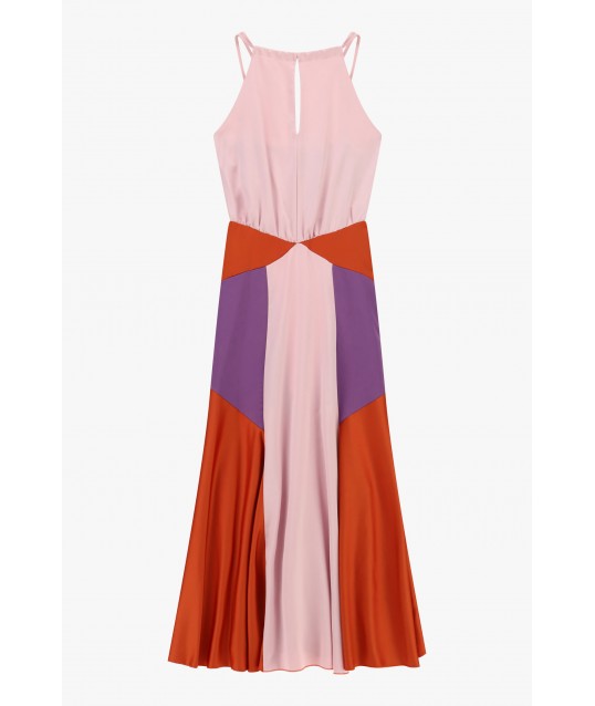 Robe longue avec empiècements géométriques et bretelles fines Dixie