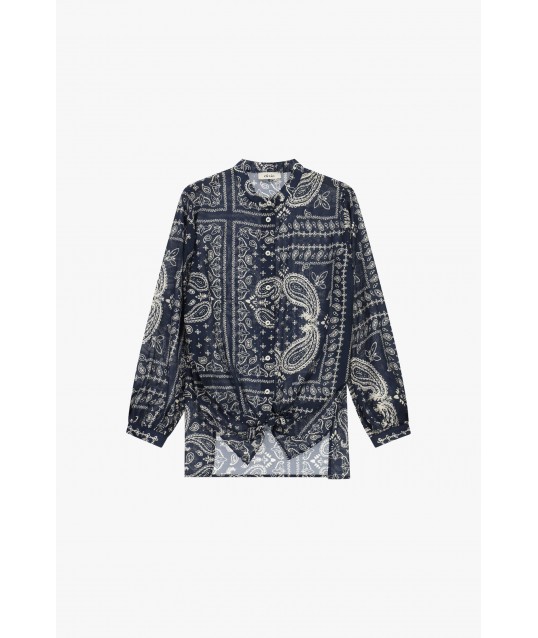 Regular Fit Paisley Pattern Front Knot Dixie Shirt