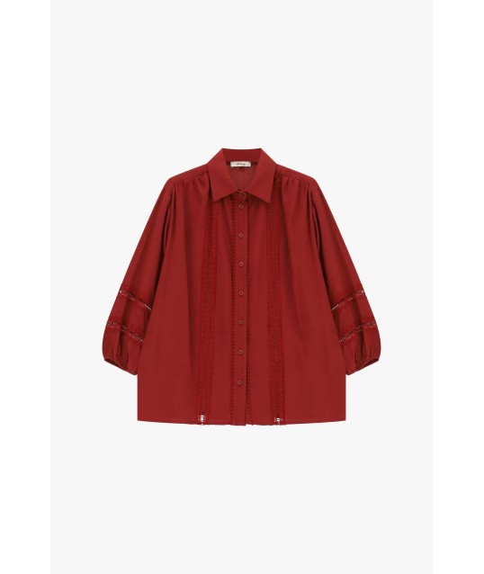 Camicia Ampia Con Inserti In Pizzo Traforato Dixie