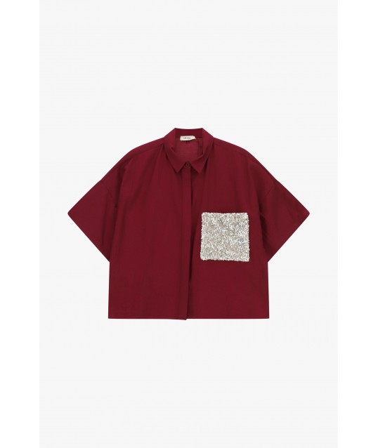 Boxy Shirt With Short Sleeves And Sequins Pocket Dixie