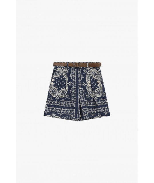 Short à coupe régulière avec ceinture et imprimé cachemire Dixie