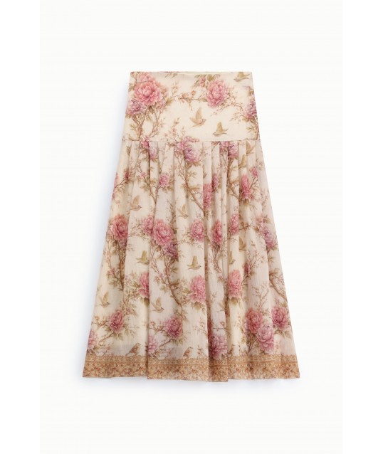 Long Floral Fantasy Skirt High Waisted Dixie