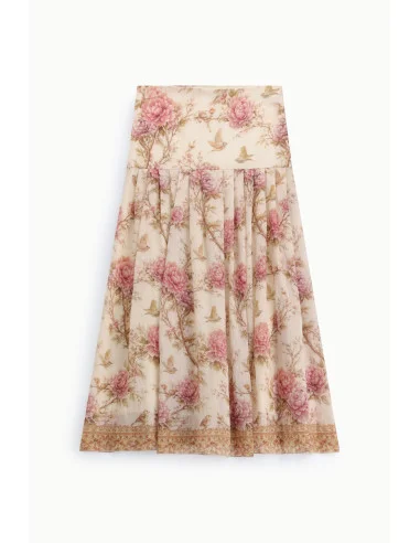 Longue jupe florale fantaisie Taille haute Dixie