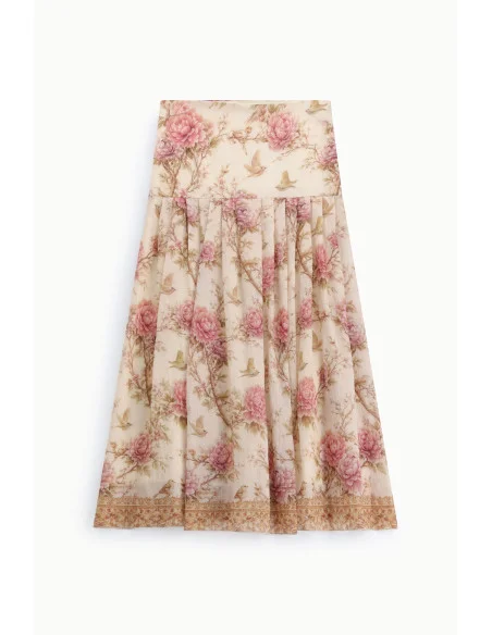 Longue jupe florale fantaisie Taille haute Dixie
