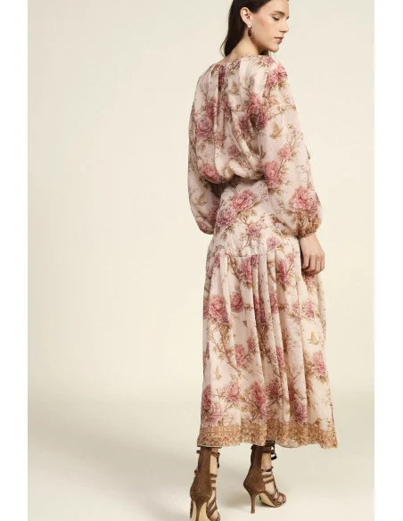 Longue jupe florale fantaisie Taille haute Dixie