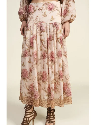 Long Floral Fantasy Skirt High Waisted Dixie