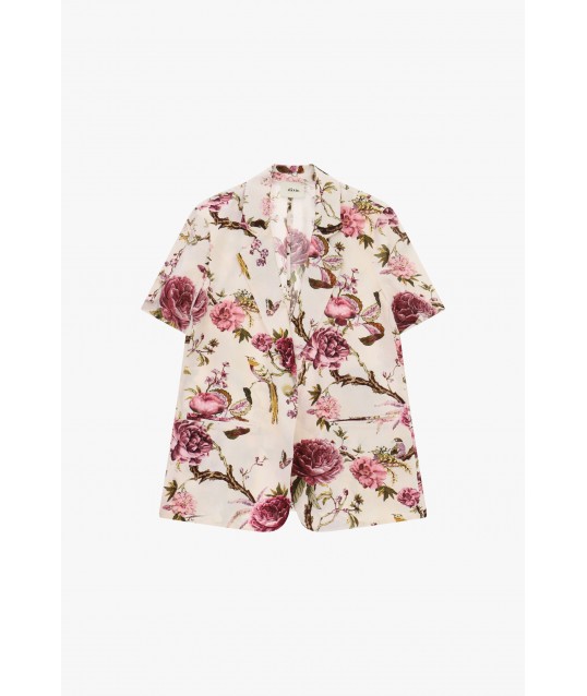 Dixie Floral Pattern Short-Sleeved Blazer