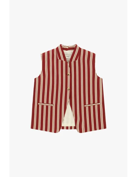 Gilet à rayures verticales avec boutons et poches Dixie