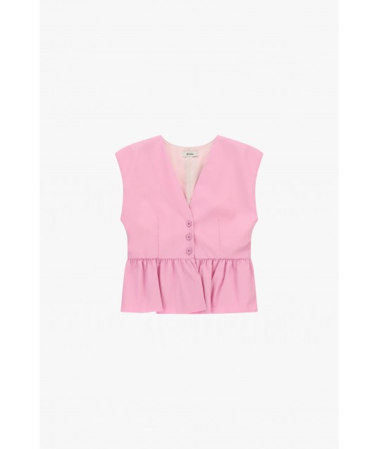 Gilet Corto Con Bottoni E Balza Arricciata Dixie